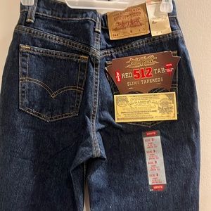 NWT Levi 512 Red Tab slim tapered leg blue denim jeans, size 3 junior